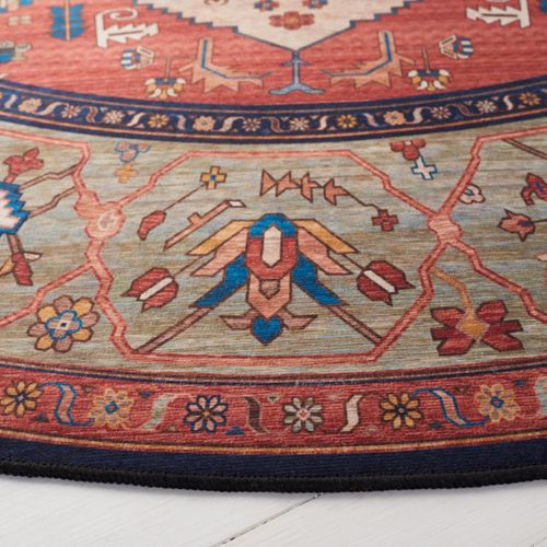 Tapis Tucson 91 X 91 Cm Traditionnel Bishop Rouille / Bleu