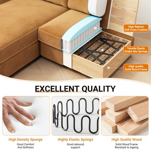 Canapé D'angle 2 Places En Velours Côtelé,confortable Moderne,180x137x84cm,jaune Abricot