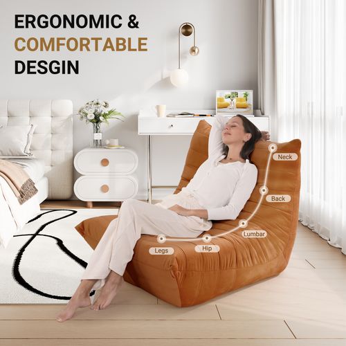 Fauteuil Pouf,fauteuil De Sol Paresseux Pour Salon,daim Velours,85 X 80 X 84cm,marron