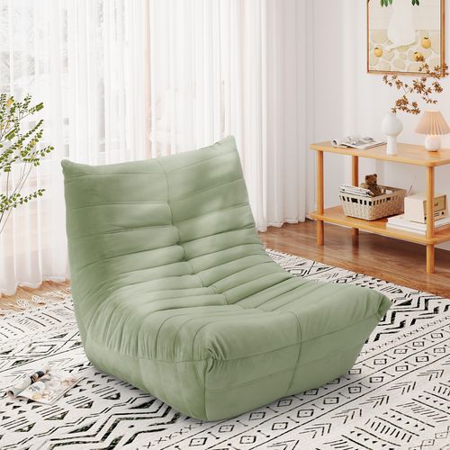 Fauteuil Pouf,fauteuil De Sol Paresseux,daim Velours,85 X 80 X 84cm,vert Olive (teinte Jaune)
