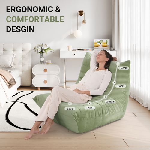 Fauteuil Pouf,fauteuil De Sol Paresseux,daim Velours,85 X 80 X 84cm,vert Olive (teinte Jaune)