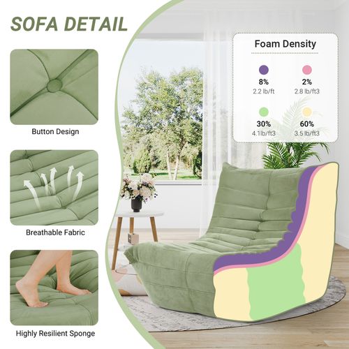 Fauteuil Pouf,fauteuil De Sol Paresseux,daim Velours,85 X 80 X 84cm,vert Olive (teinte Jaune)