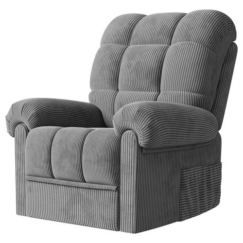 Fauteuil Relax Électrique En Velours Côtelé, Réglable Avec Repose-pieds, Gris