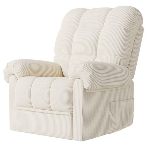 Fauteuil Relax Électrique En Velours Côtelé, Avec Repose-pieds, Beige