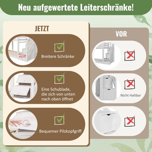 Lit Enfant-lit Superposé Cabane Avec Tiroirs-sommiers à Lattes-90 X 200 Cm-blanc