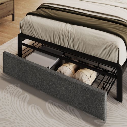 Lit Rembourré-avec Fonction De Chargement USB Type C-éclairage LED-lit Simple 90x200cm-gris