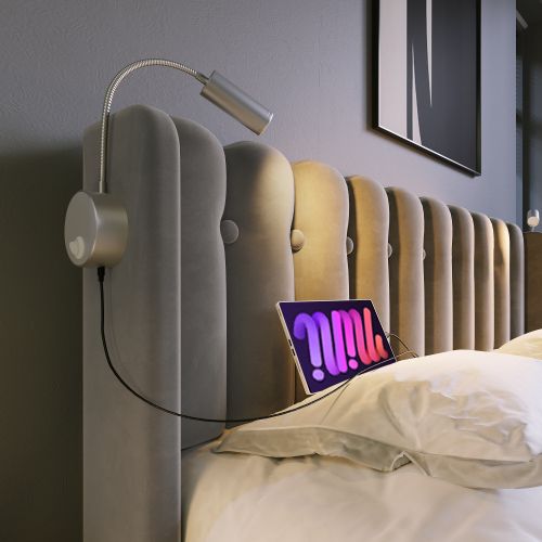 Lit Double Capitonné-lit Junior 140x200cm-fonction De Chargement-espace De Rangement-velours-gris