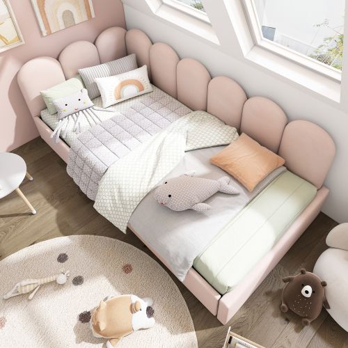 Lit Enfant 90x200cm-lit Rembourré Avec Tiroirs-en Velours-lit Jeune Et Lit Enfant Adulte-rose