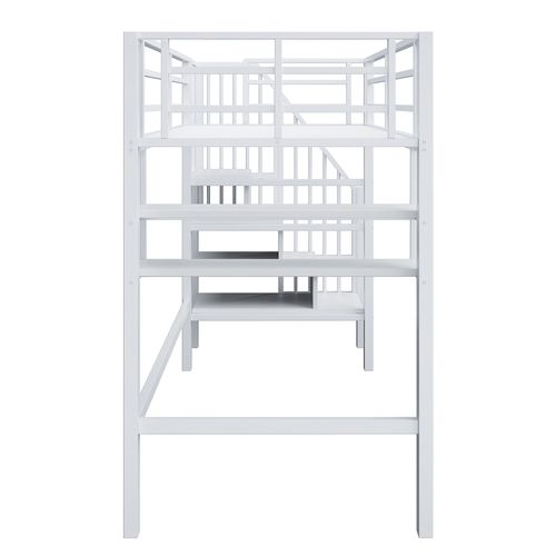 Lit Mezzanine 90x200cm Avec Espace Jeu Et Rangements, Blanc