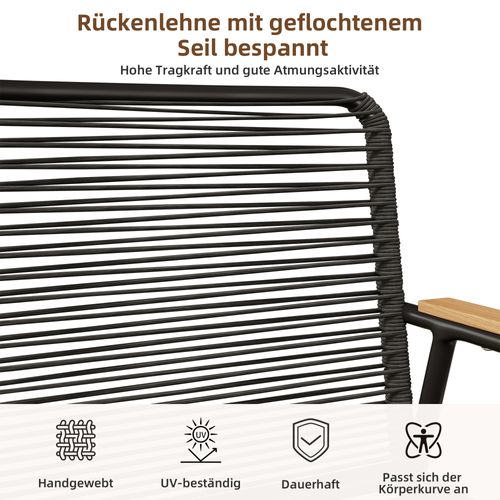 Salon De Jardin 4 Places - Acier Galvanisé, Table Verre Trempé + Coussins Inclus - Gris