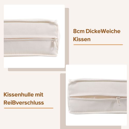 Salon Jardin Beige - 2 Fauteuils + 2 Canapés 2 Places + 2 Tables, Coussins Inclus