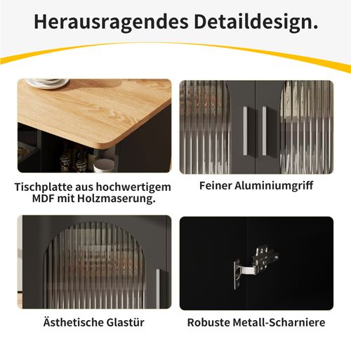 Îlot De Cuisine - Noir - Mdf Et Métal - 120x70x79,5 Cm - Design Élégant