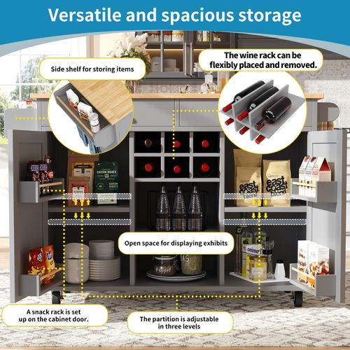 Îlot De Cuisine Moderne - Gris - Mdf Et Métal - 102x45x92 Cm