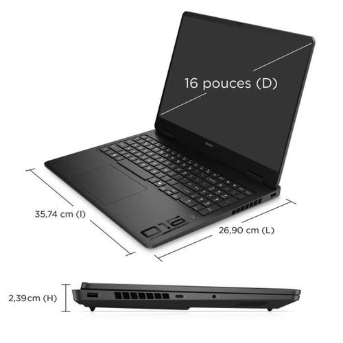 PC Portable Gamer  Omen 16-ap0034nf - Sans Windows - 16 2,5k Ips 240hz - Rtx 5070 8go Tgp 115w - Ryz