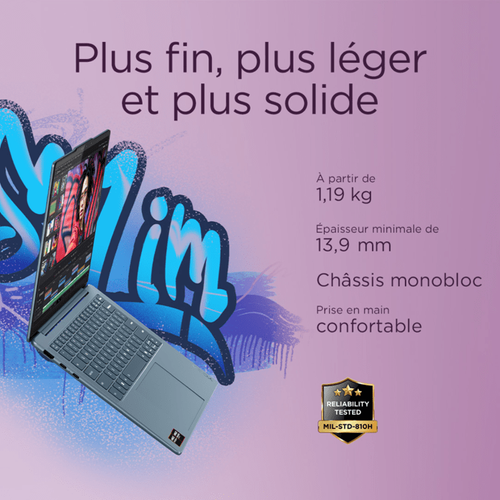 PC Portable  Yoga Slim 7 14akp10 - Windows 11 - 14'' Oled - Ryzen 7 Ai 350 - Copilot+ - Ram 32 Go -