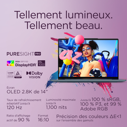 PC Portable  Yoga Slim 7 14akp10 - Windows 11 - 14'' Oled - Ryzen 7 Ai 350 - Copilot+ - Ram 32 Go -