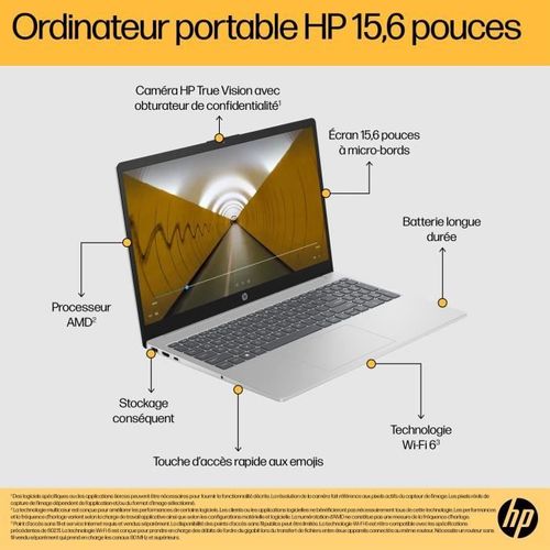PC Portable 15-fc0156nf - Windows 11 - 15,6 Fhd Ips - Ryzen 7 7730u - Ram 32go - Stockage 512go Ss