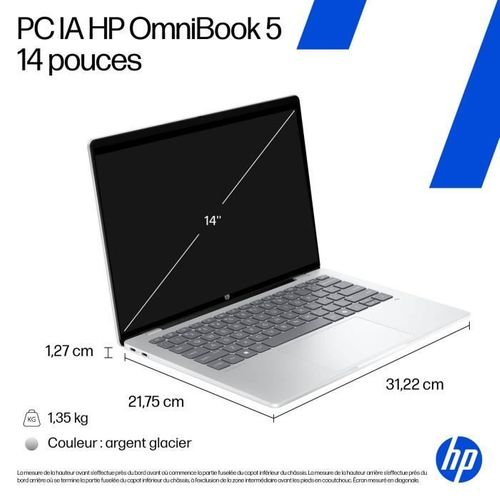 PC Portable  Omnibook 5 14-he0018nf - Windows 11 - 14 2k Oled - Snapdragon X1-26-100 - Ram 16go - S