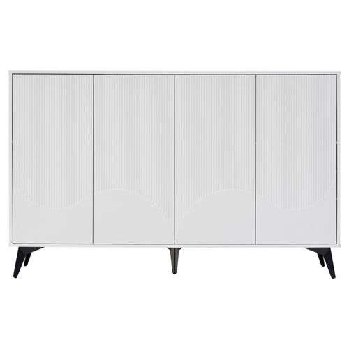 Buffet 160 Cm-buffet Multifonctionnel-Avec Étagères Réglables-blanc
