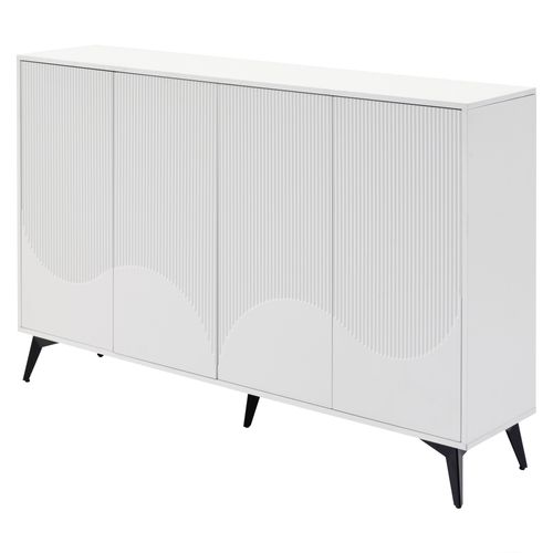 Buffet 160 Cm-buffet Multifonctionnel-Avec Étagères Réglables-blanc