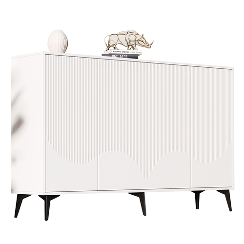 Buffet 160 Cm-buffet Multifonctionnel-Avec Étagères Réglables-blanc