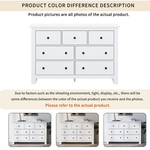 Commode Moderne-meuble Bar à 7 Tiroirs Pour Entrée, Cuisine, Salle à Manger Et Salon-blanc