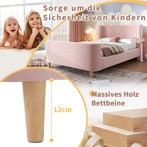 Lit Enfant 90 X 200 Cm-lit Simple-lit Traîneau à Motif Cosmique-en Velours-rose