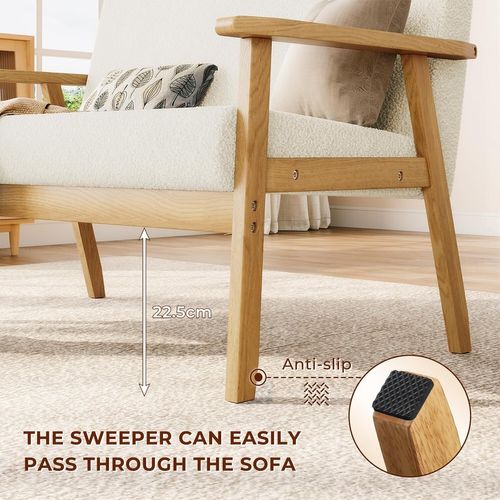 Canapé 2 Places Scandinave En Velours Teddy,banquette Fauteuil,107x60x76cm,blanc