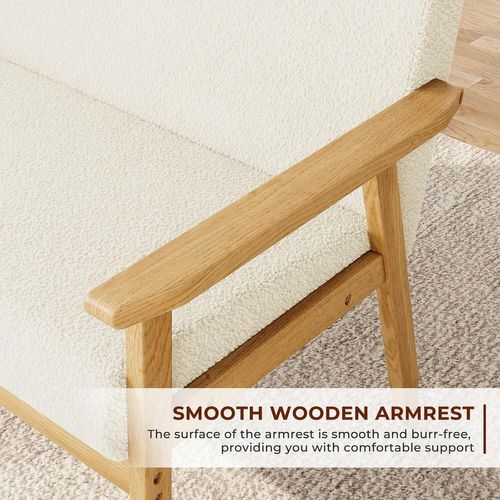 Canapé 2 Places Scandinave En Velours Teddy,banquette Fauteuil,107x60x76cm,blanc