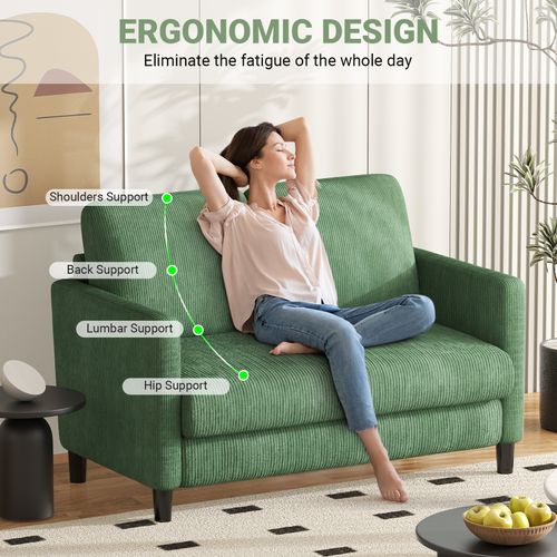 Canapé 2 Places En Velours Côtelé - 129x78x89 Cm - Vert