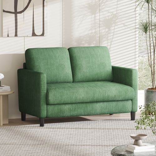 Canapé 2 Places En Velours Côtelé - 129x78x89 Cm - Vert