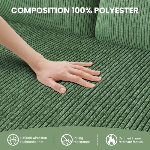 Canapé 2 Places En Velours Côtelé - 129x78x89 Cm - Vert