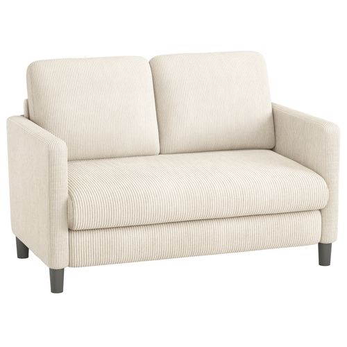 Canapé 2 Places 129x78x89 Cm En Velours Côtelé - Beige