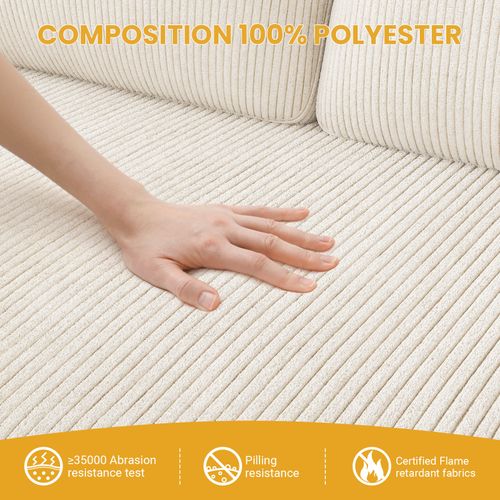 Canapé 2 Places 129x78x89 Cm En Velours Côtelé - Beige