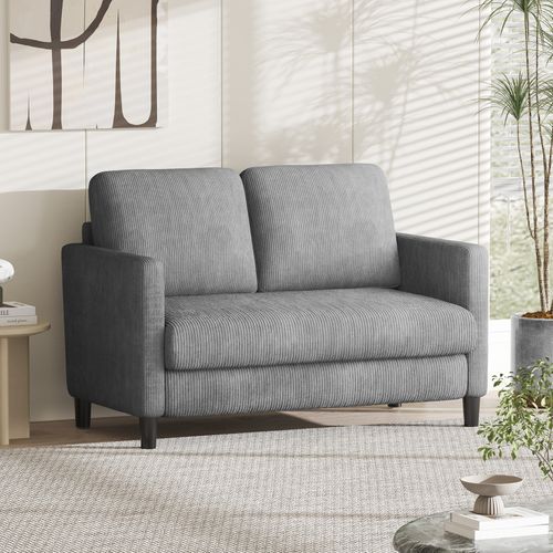 Canapé 2 Places 129x78x89 Cm En Velours Côtelé - Gris