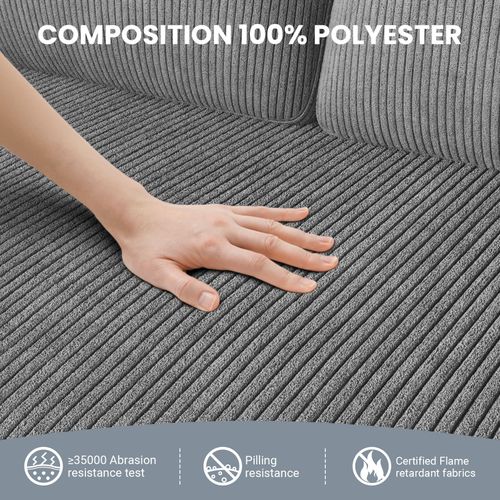 Canapé 2 Places 129x78x89 Cm En Velours Côtelé - Gris