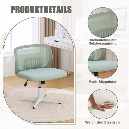 Fauteuil De Bureau Chaise Bureau Roulettes Réglable Hauteur Pivotante à 360°maille Respirante Vert
