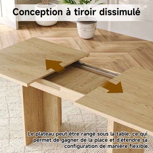 Table à Manger Extensible 140-180x80cm 6-8 Personnes Table De Salle à Manger Plateau Extensiblechêne