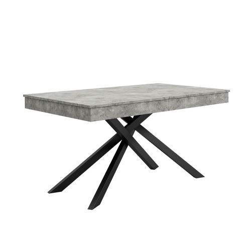 Table Salle à Manger Extensible 140-180x80cm 6-8 Personnes Plateau Extensible Placage Marbre Gris