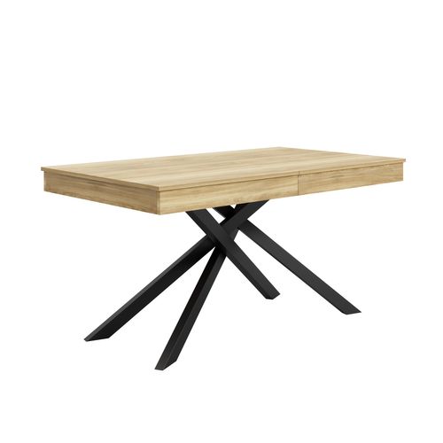 Table Salle à Manger Extensible 140-180x80cm 6-8 Personnes Plateau Extensible Placage Marbre Bois