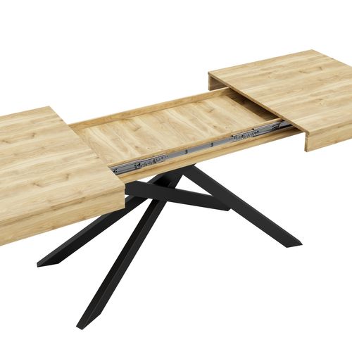 Table Salle à Manger Extensible 140-180x80cm 6-8 Personnes Plateau Extensible Placage Marbre Bois