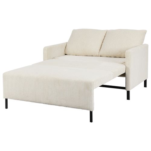 Canapé Convertible 2 Places En Velours Côtelé,canapé-lit Moderne Avec Accoudoir,beige