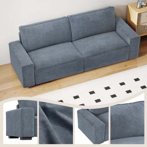 Neche Canapé Moderne 3 Places En Chenille Gris Pour Salon - Avec Grand Accoudoirs