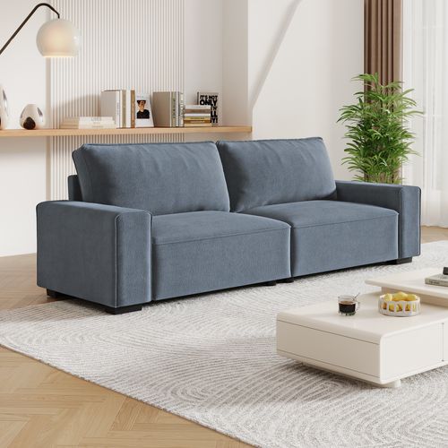 Neche Canapé Moderne 3 Places En Chenille Gris Pour Salon - Avec Grand Accoudoirs