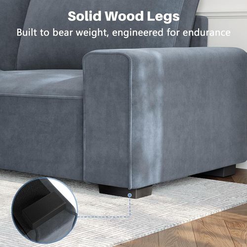 Neche Canapé Moderne 3 Places En Chenille Gris Pour Salon - Avec Grand Accoudoirs