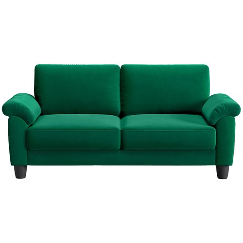 Neche Canapé 2 Places En Velours,avec Poche De Rangement,grands Accoudoirs,178 X 75 X 87cm,vert