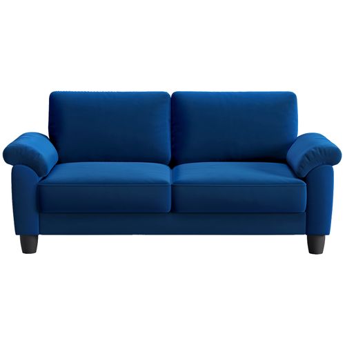 Neche Canapé 2 Places En Velours,poche De Rangement,housse Amovible,178 X 75 X 87cm,bleu