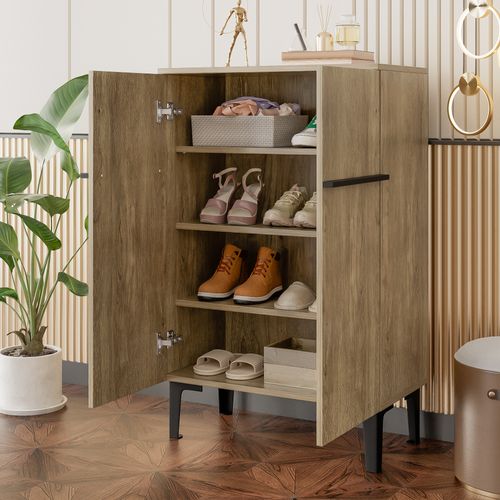 Meuble Chaussures 4 Étages Cloisons Réglables 60x31,5x95cm 12 Paires Meuble Entrée Couloir Bois Noir