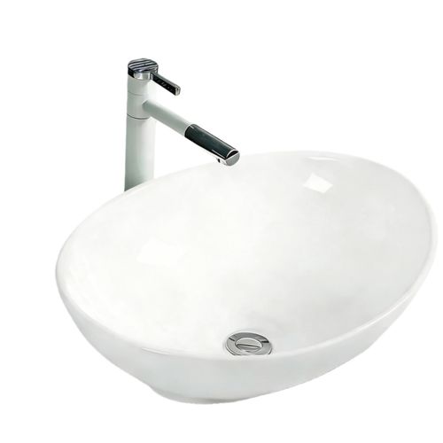 Lavabo Ovale Moderne En Céramique 41x34x15 Cm - Blanc