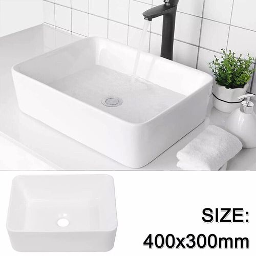 Lavabo Rectangulaire Moderne En Céramique 40x30x13.5 Cm - Blanc
